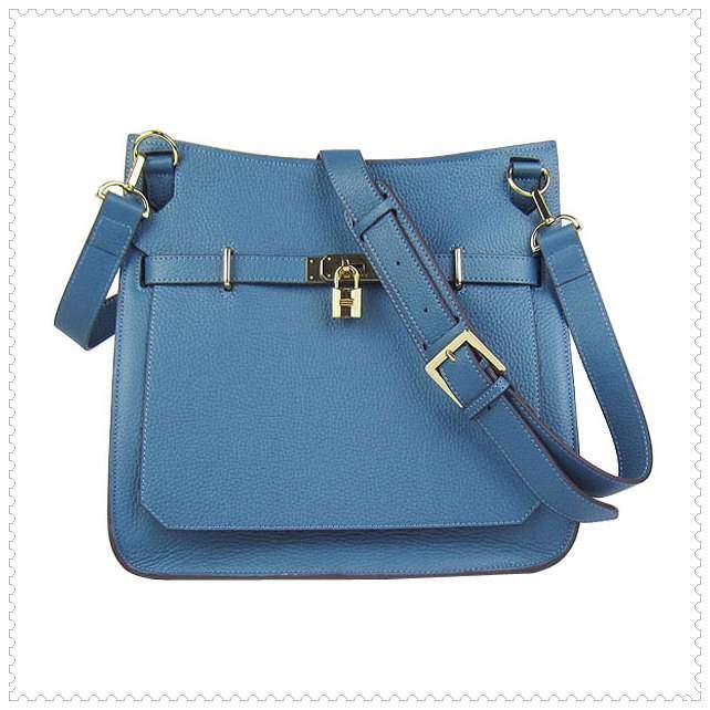 Hermes Jypsiere shoulder bag middle blue with gold hardware - Click Image to Close